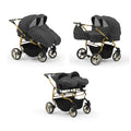 Carucior pentru gemeni Nativo Gemini 3 in 1 Grafit/Gold latime 87 cm reversibil carucior-gemeni