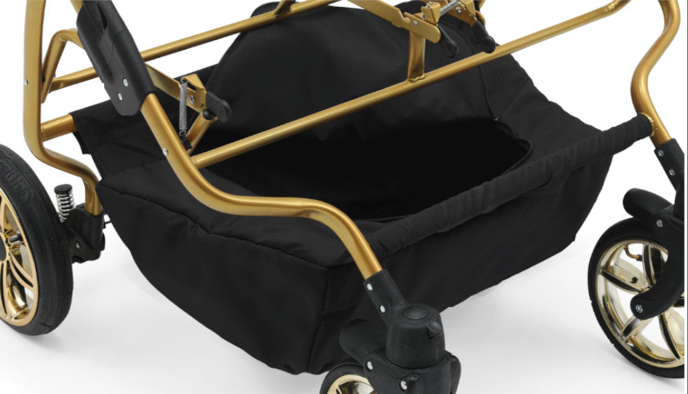 Carucior pentru gemeni Nativo Gemini 3 in 1 Gri Deschis/Gold latime 87 cm reversibil carucior-gemeni