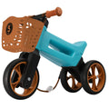 Bicicleta sin pedales con cesta para manillar, 2 en 1, 18+ meses, neumáticos y puños de goma, 4 niveles de ajuste de altura, Funny Wheels Rider SuperSport Aqua/Marrón