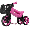 Bicicleta sin pedales con cesta para manillar, 2 en 1, 18+ meses, neumáticos y puños de goma, 4 niveles de ajuste de altura, Funny Wheels Rider SuperSport Morado/Negro