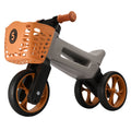 Bicicleta sin pedales con cesta para manillar, 2 en 1, más de 18 meses, neumáticos y puños de goma, 4 niveles de ajuste de altura, Funny Wheels Rider SuperSport Gris Mate/Marrón