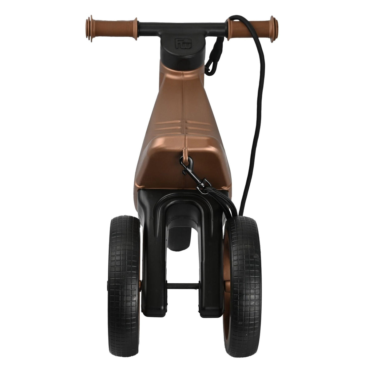 Bicicleta sin pedales con cesta para manillar, 2 en 1, más de 18 meses, neumáticos y puños de goma, 4 niveles de ajuste de altura, Funny Wheels Rider SuperSport Cobre/Negro