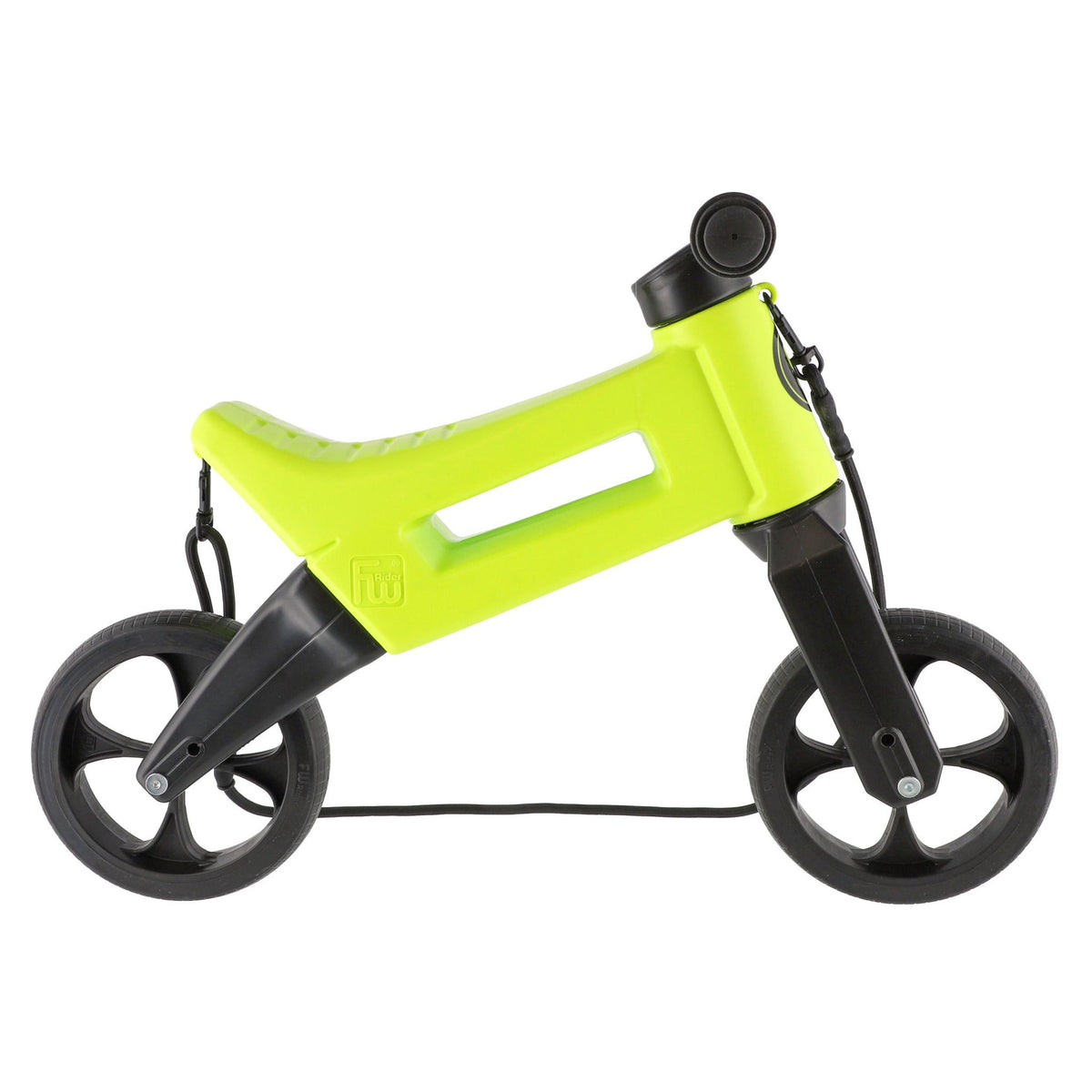 Bicicleta sin pedales con cesta para el manillar, 2 en 1, más de 18 meses, neumáticos y puños de goma, 4 niveles de ajuste de altura, Funny Wheels Rider SuperSport Lima/Negro