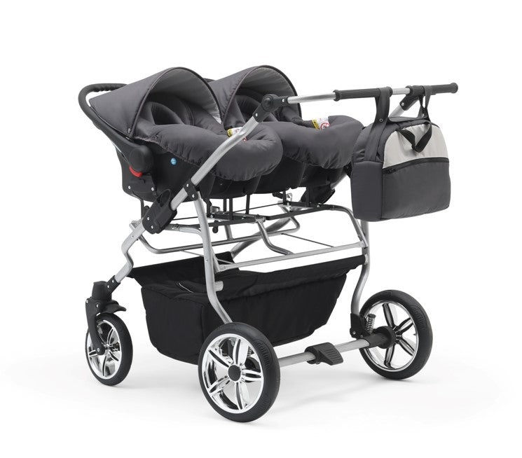 Carucior pentru gemeni Nativo Gemini 3 in 1 Bej-Grafit/Gold latime 87 cm reversibil carucior-gemeni