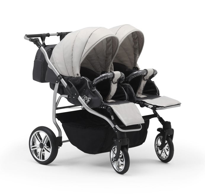 Carucior pentru gemeni Nativo Gemini 3 in 1 Bej/Gold latime 87 cm reversibil carucior-gemeni