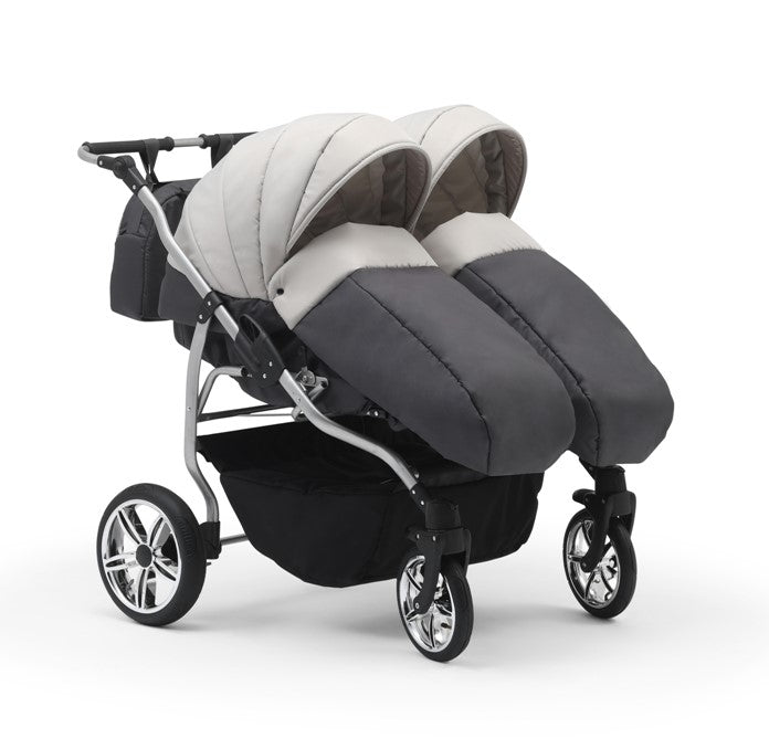 Carucior pentru gemeni Nativo Gemini 3 in 1 Gri Deschis/Gold latime 87 cm reversibil carucior-gemeni