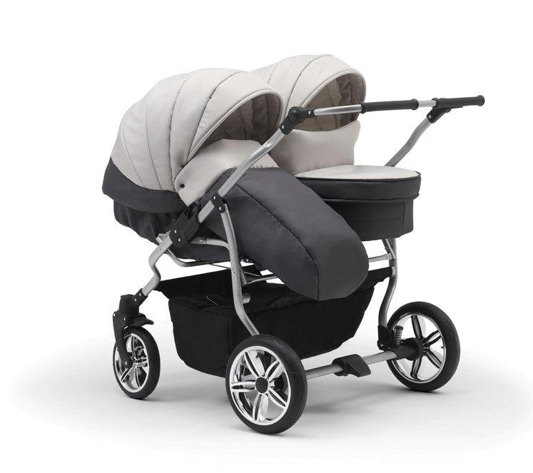 Carucior pentru gemeni Nativo Gemini 3 in 1 Grafit-Gri/Gold latime 87 cm reversibil carucior-gemeni