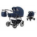 Carucior pentru gemeni 2 in 1 Mikado Goldstar GS-13 Navy/Cadru negru/Roti negru carucior-gemeni